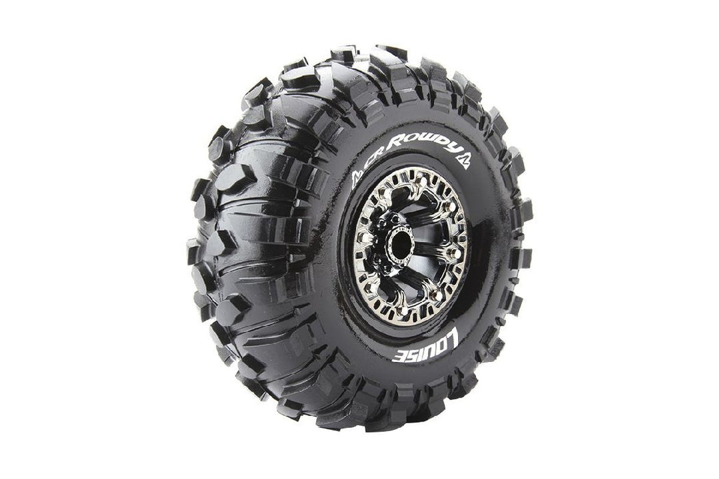 Louise R/C CR-Rowdy 2.2" 12mm Hex Black/Chrome Wheels 5.9" OD(2)