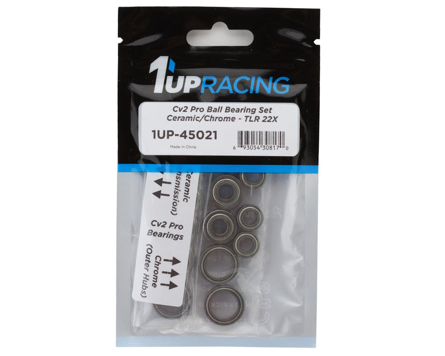 1UP Racing TLR 22X Cv2 Pro Ball Bearing Set (Ceramic/Chrome)