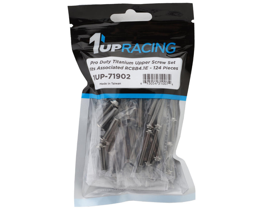 1UP Racing Team Associated RC8B4.1e Pro Duty Titanium Upper Screws Set (124)