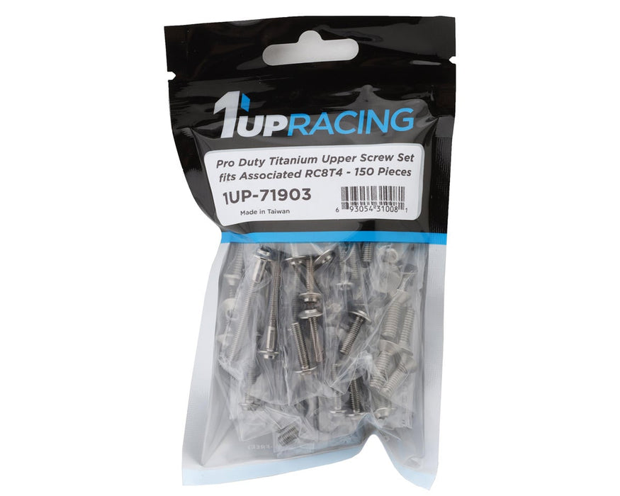 1UP Racing Team Associated RC8T4 Pro Duty Titanium Upper Screws Set (150)