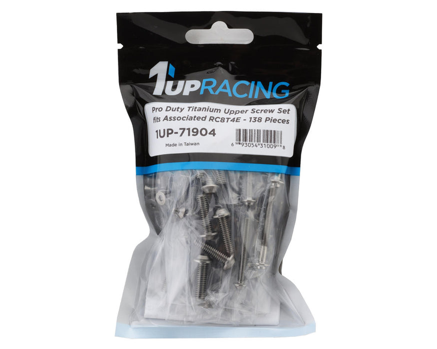 1UP Racing Team Associated RC8T4e Pro Duty Titanium Upper Screws Set (138)