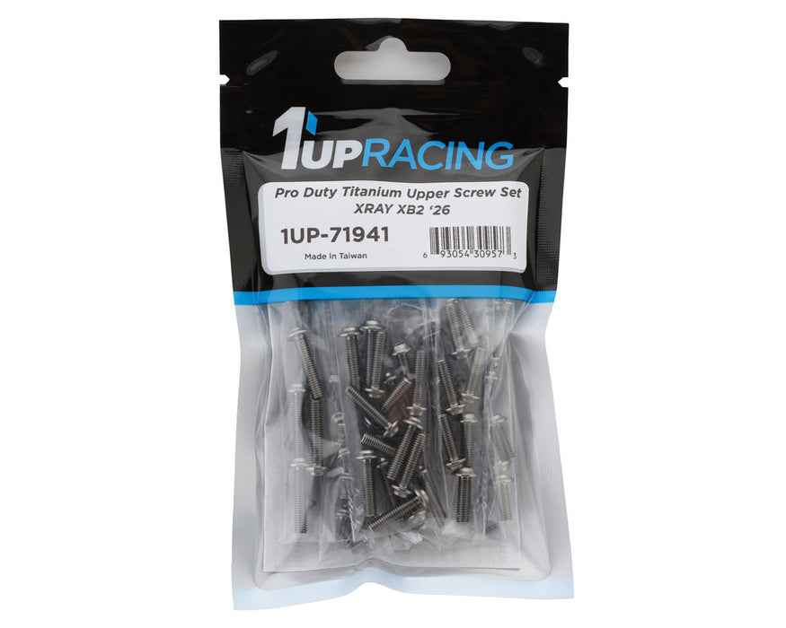 1UP Racing Xray XB2 2026 Pro Duty Titanium Upper Screw Set (Silver) (89)
