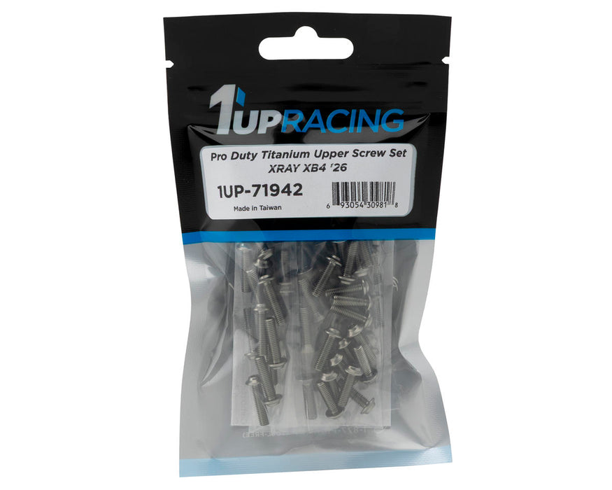 1UP Racing Xray XB4 2026 Pro Duty Titanium Upper Screw Set (Silver) (89)