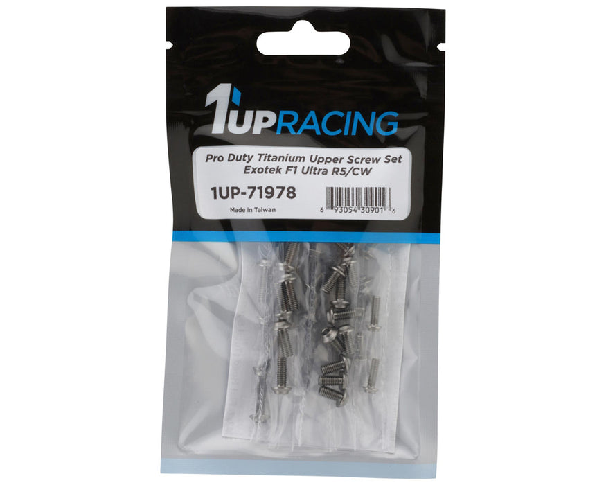 1UP Racing Exotek F1 Ultra R5 Pro Duty Titanium Upper Screws Set (Silver) (41)