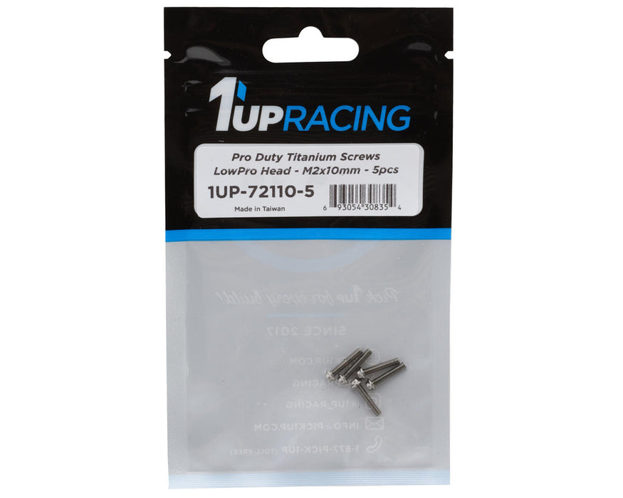 1UP Racing Titanium Pro Duty LowPro Head Screws (5) (2x10mm)