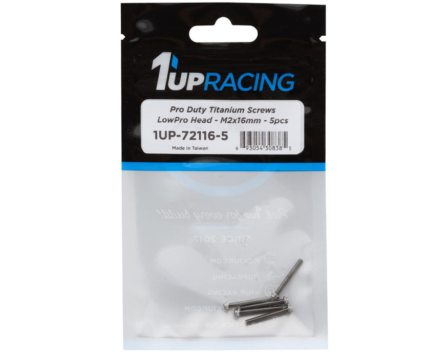 1UP Racing Titanium Pro Duty LowPro Head Screws (5) (2x16mm)