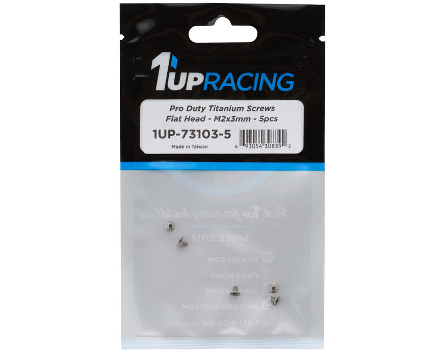 1UP Racing 2mm Titanium Pro Duty Flat Head Screws (5) (2x3mm)