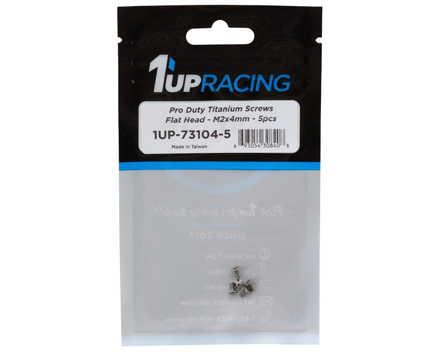 1UP Racing 2mm Titanium Pro Duty Flat Head Screws (5) (2x4mm)