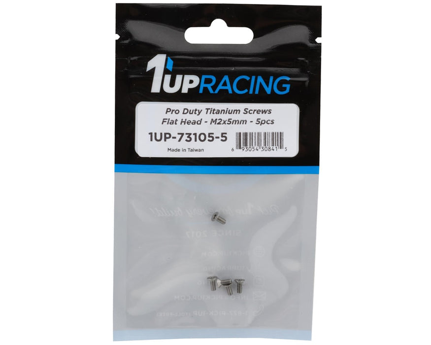 1UP Racing 2mm Titanium Pro Duty Flat Head Screws (5) (2x5mm)