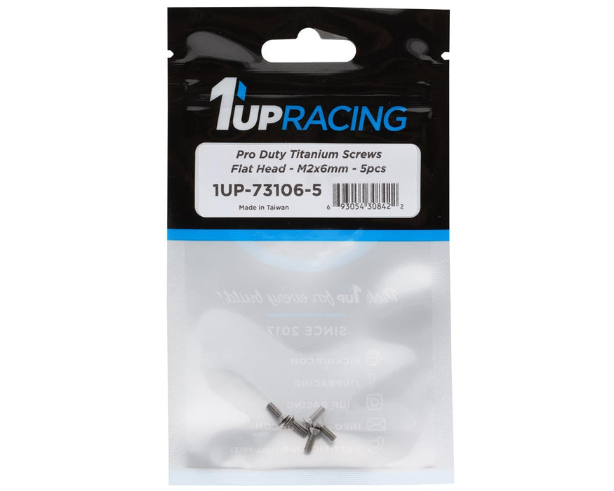 1UP Racing 2mm Titanium Pro Duty Flat Head Screws (5) (2x6mm)