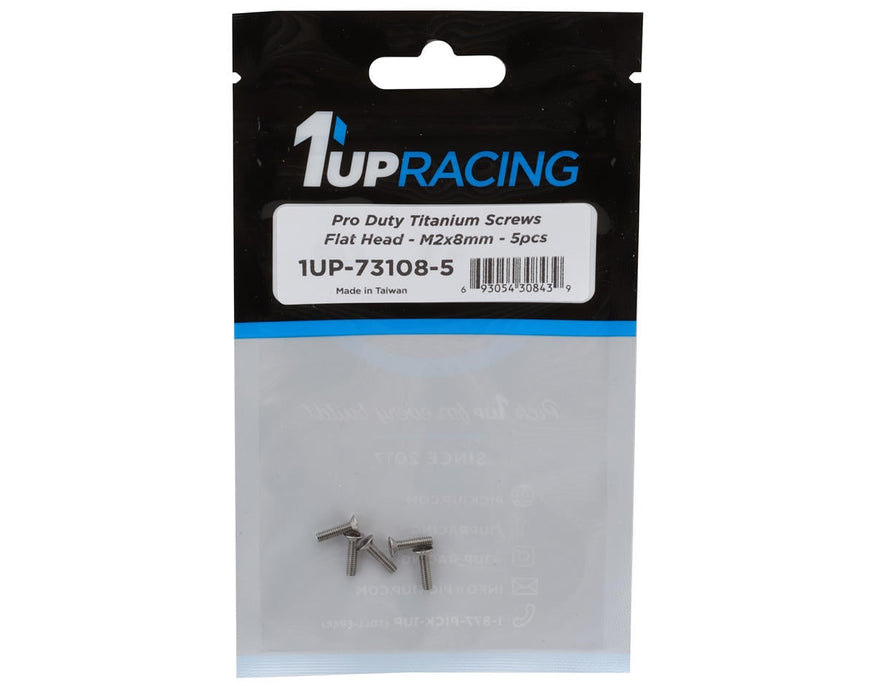 1UP Racing 2mm Titanium Pro Duty Flat Head Screws (5) (2x8mm)