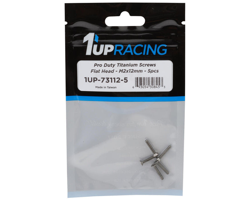 1UP Racing 2mm Titanium Pro Duty Flat Head Screws (5) (2x12mm)