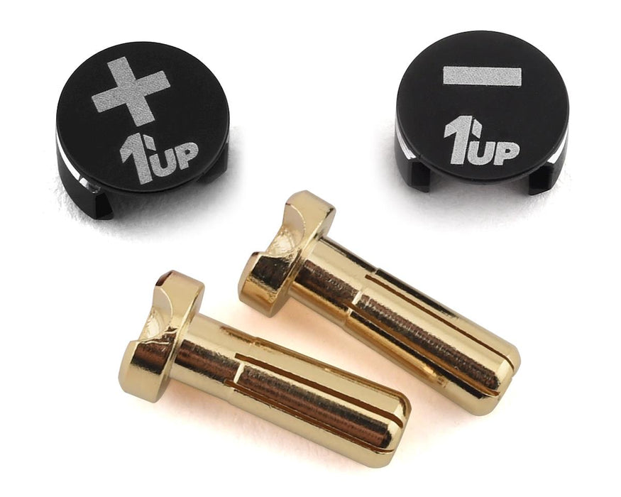 1UP Racing LowPro Bullet Plug Grips w/4mm Bullets (Black/Black)