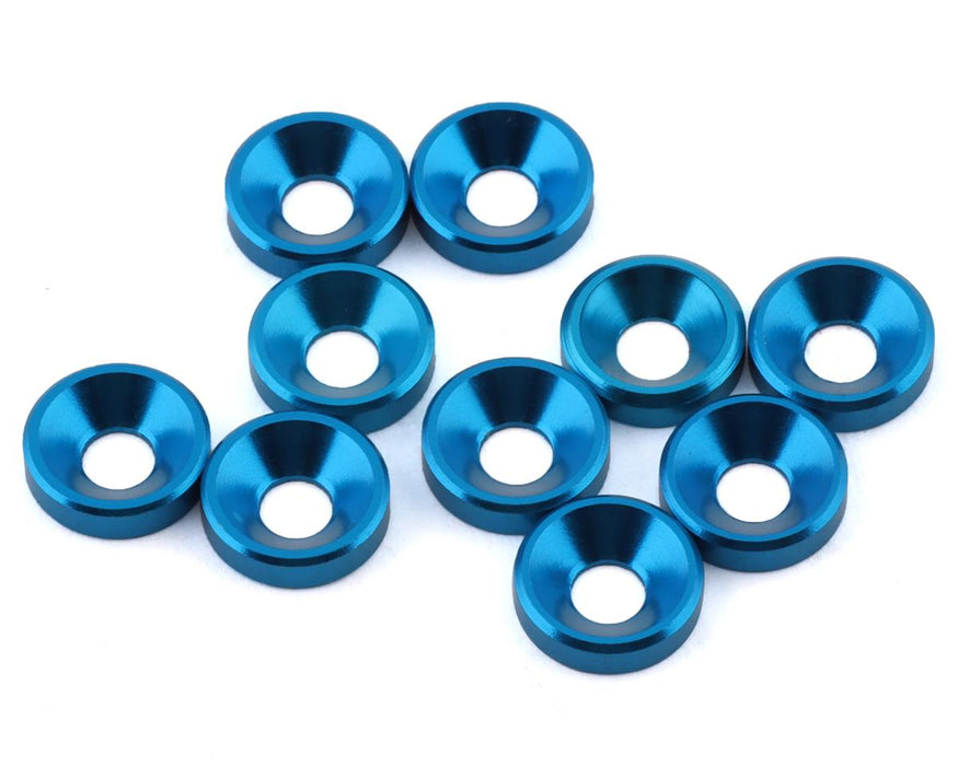 1UP Racing 3mm Countersunk Washers (Bright Blue) (10)