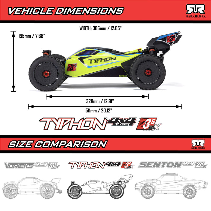 1/8 TYPHON 4X4 223S BLX BRUSHLESS BUGGY RTR WITH DSC  (Yellow)