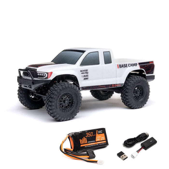 1/24 SCX24 Base Camp 4WD Rock Crawler Brushed RTR with Battery & Charger, White