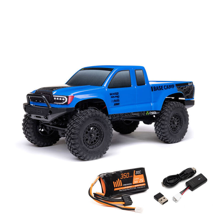 1/24 SCX24 Base Camp 4WD Rock Crawler Brushed RTR with Battery & Charger, Blue