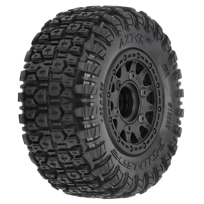 Aztek SC 2.2"/3.0" M2 (Medium) Tires Mounted on Raid Black 6x30 Removable Hex (12mm & 14mm) SC Wheels for Slash® 2wd, Slash® 4x4, ProTrac™ & Senton™ 4x4 Front or Rear