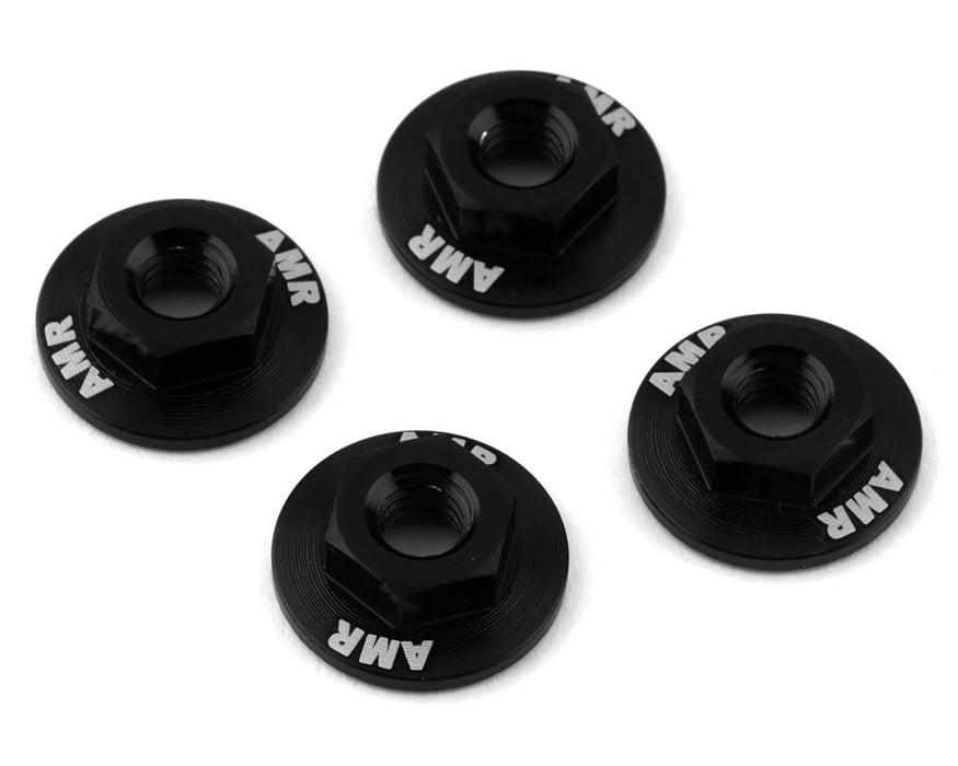 AMR 4mm Aluminum Serrated Flange Nut (Black) (4)