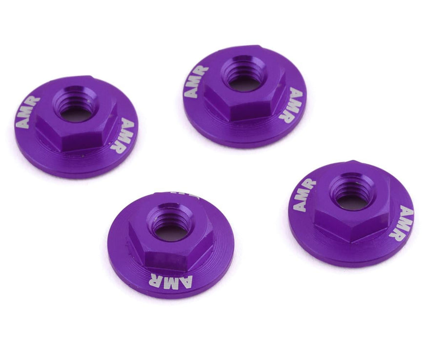 AMR 4mm Aluminum Serrated Flange Nut (Purple) (4)