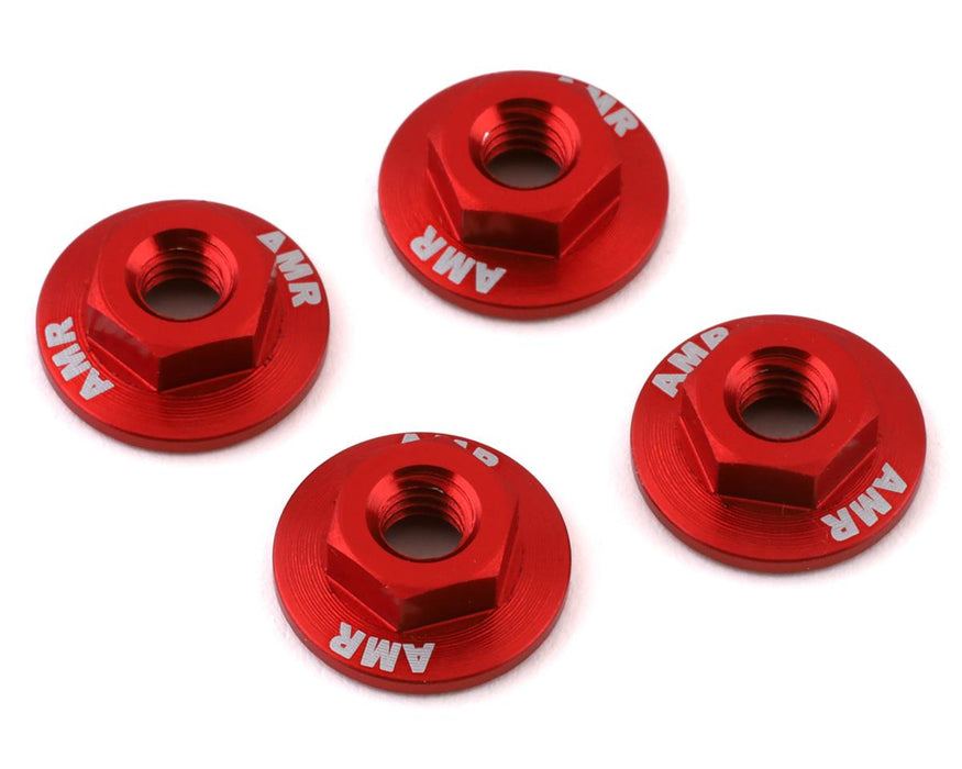 AMR 4mm Aluminum Serrated Flange Nut (Red) (4)