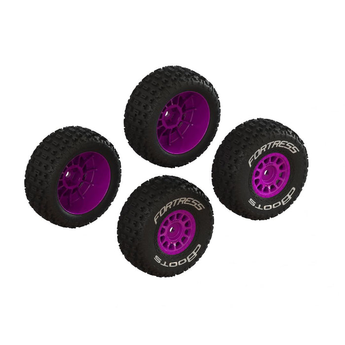 Arrma dBoots 'FORTRESS' Tire on 12 Spoke Purple Wheels (4)