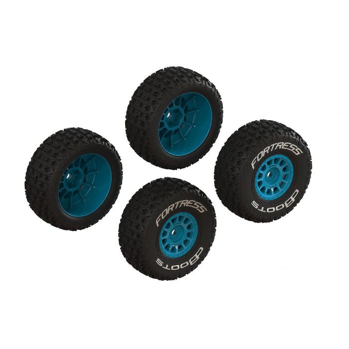Arrma dBoots 'FORTRESS' Tire on 12 Spoke Blue Wheels (4)