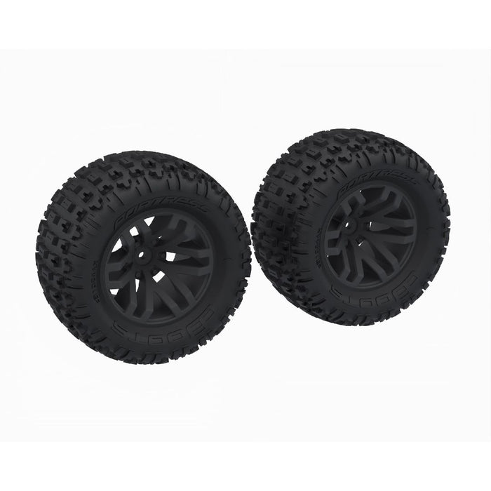 Arrma DBOOTS 'FORTRESS MT' Tire on Black Wheels, OD 5.0" (2)