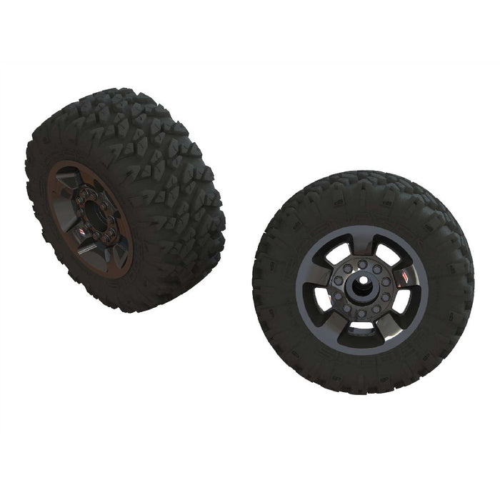 Arrma 'Ragnarok MT' Tire on Black Chrome Wheels, OD 5.15" (2)