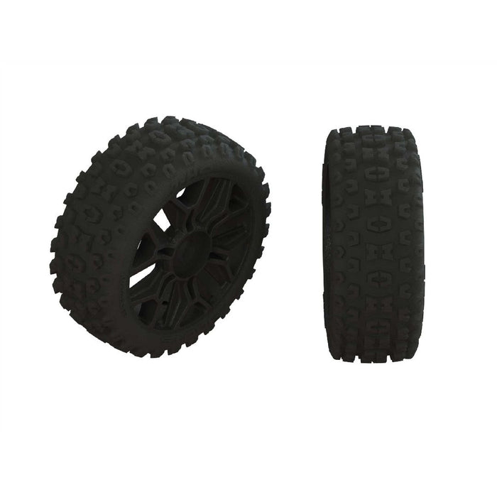 Arrma dBoots '2HO' 3.3 Tire, 17mm on Black Wheels, OD 4.6" (2)