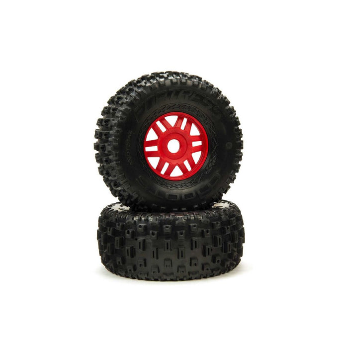 Arrma dBoots 'Fortress' Tire on Red Wheels, OD 5.47" (2)