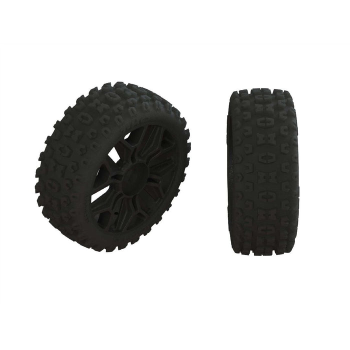 Arrma '2-HO' Tire, 17mm Hex on Gun Metal Wheels, OD 4.6" (2)