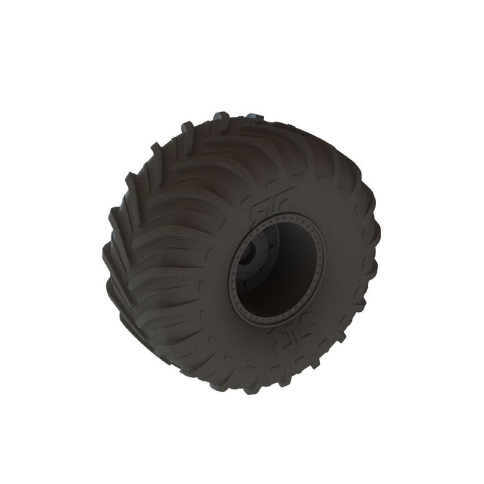 Arrma 'Chevron MT' Tire, 14mm Hex on Gun Metal Wheels (2)