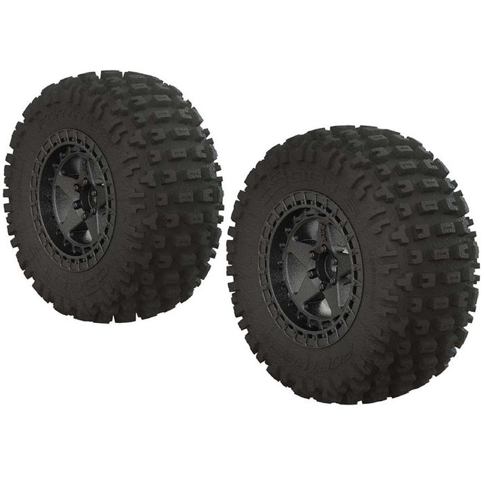 Arrma 'Fortress SC' 2.2/3.0 Tire on Black/Chrm Whl, OD 4.1"(2)