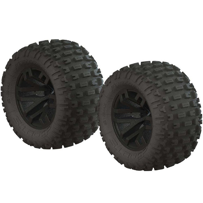 Arrma 'Fortress MT' Tire, 14mm Hex on Black Wheels, OD 5.0" (2)