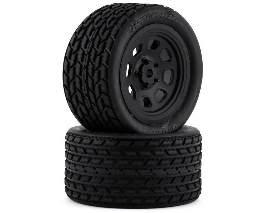 Team Associated SR10 Pre-Mounted Street Stock Tires w/Rear Wheels (2)