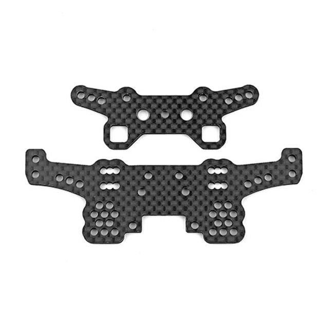 Team Associated DC10 Shock Towers, front and rear, carbon fiber