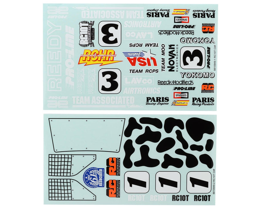 Team Associated RC10T Cliff Lett Team Moo Decal Sheet