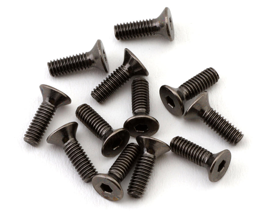 Team Brood 2.5mm 12.9 Black Nickel Flat Head Hex Screw (12) (2.5x8mm)