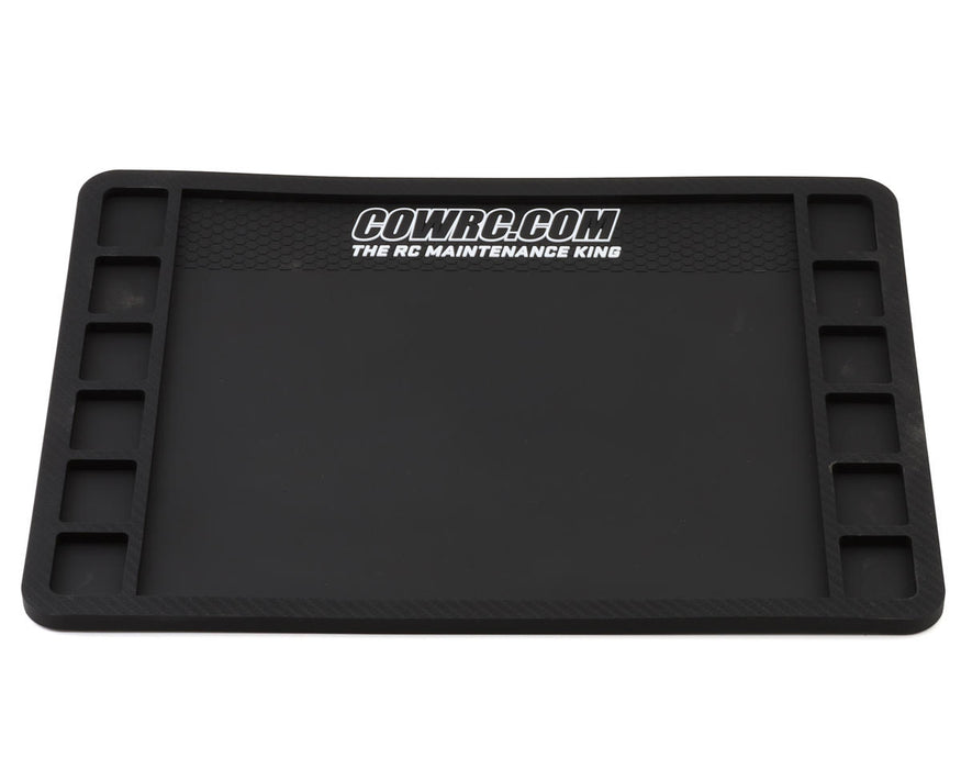 Cow RC Screw Catcher Carbon Series Rubber Pit Mat (12"x16")