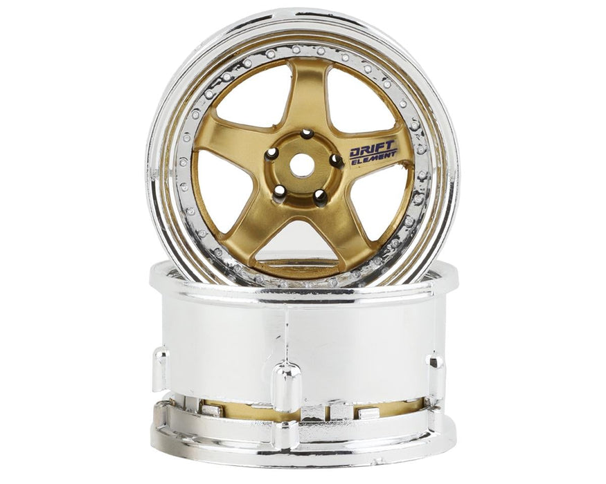 DS Racing Drift Element 5 Spoke Drift Wheels (Gold & Chrome) (2)