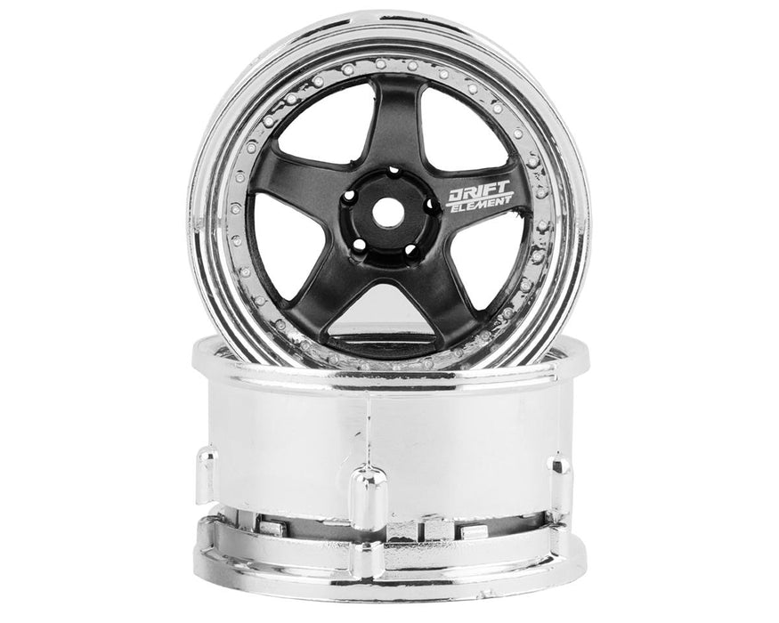 DS Racing Drift Element 5 Spoke Drift Wheels (Gunmetal & Chrome) (2)