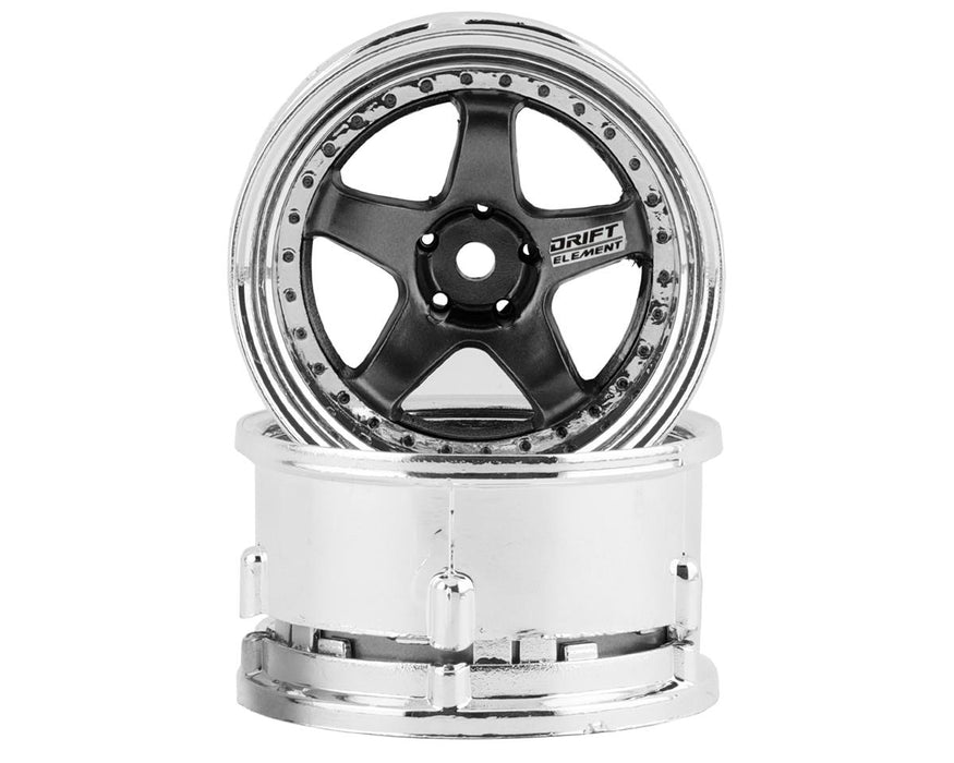 DS Racing Drift Element 5 Spoke Drift Wheels (Gunmetal w/Black Rivets) (2)