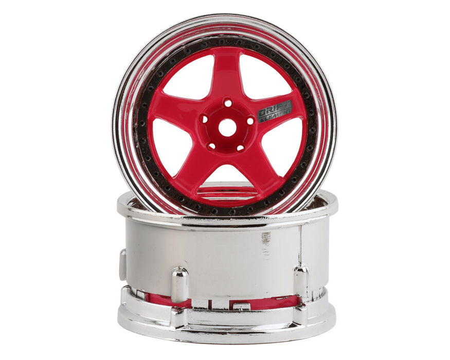 DS Racing Drift Element 5 Spoke Drift Wheels (Pink Face/Chrome Lip/Black Rivets)