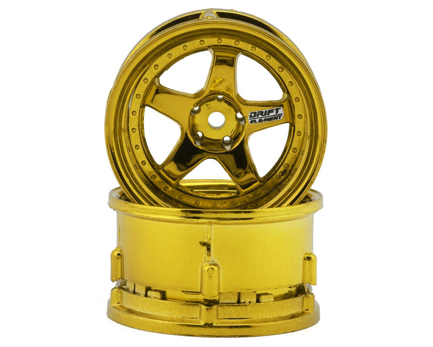 DS Racing Drift Element 5 Spoke Drift Wheels (Gold Chrome) (2)