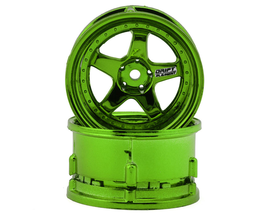 DS Racing Drift Element 5 Spoke Drift Wheels (Green Chrome) (2)