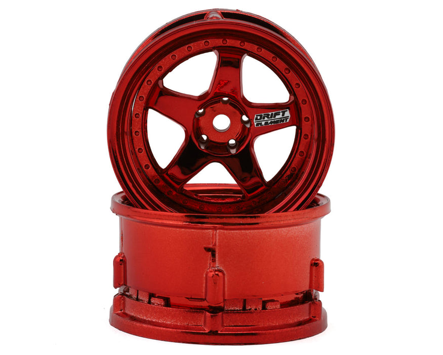 DS Racing Drift Element 5 Spoke Drift Wheels (Red Chrome) (2)