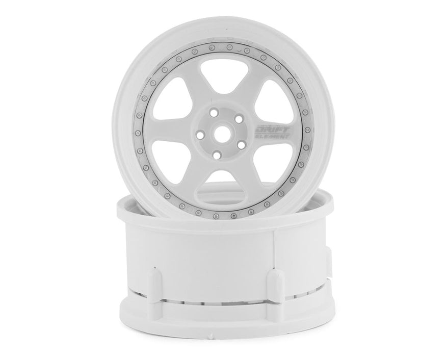 DS Racing Drift Element 6 Spoke Drift Wheels (Triple White w/Silver Rivets) (2)
