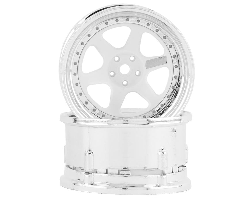 DS Racing Drift Element 6 Spoke Drift Wheels (White & Chrome) (2)