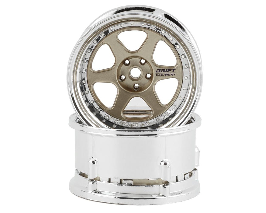 DS Racing Drift Element 6 Spoke Drift Wheels (Gold & Chrome) (2)